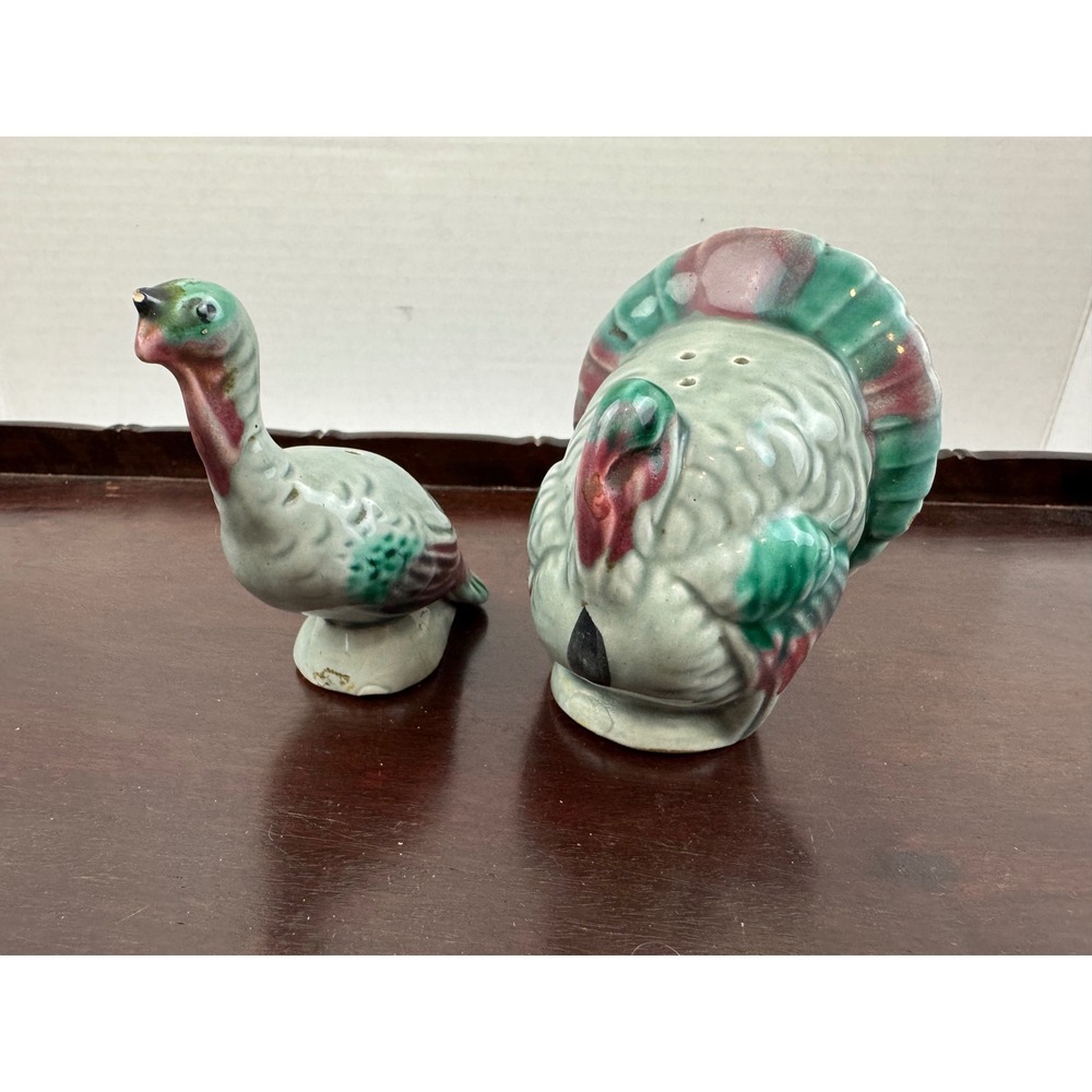 Vintage Ceramic Turkey Salt and Pepper Shakers Thanksgiving Mid Century Decor